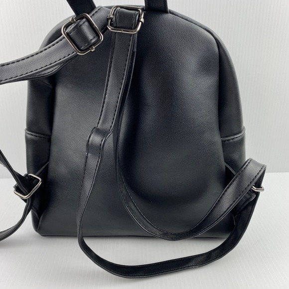 ARDENE Mini Backpack Purse Black Chain Accent Front Pocket Stylish Bag - Picture 3 of 11